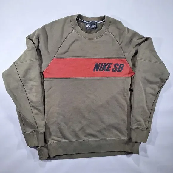 Nike SB Men's XL Everett Sweatshirt Olive Green Long Sleeve Crew Neck Sweater - Picture 2 of 15